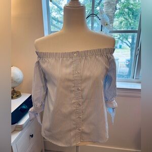 Chic Off-Shoulder Striped Blouse